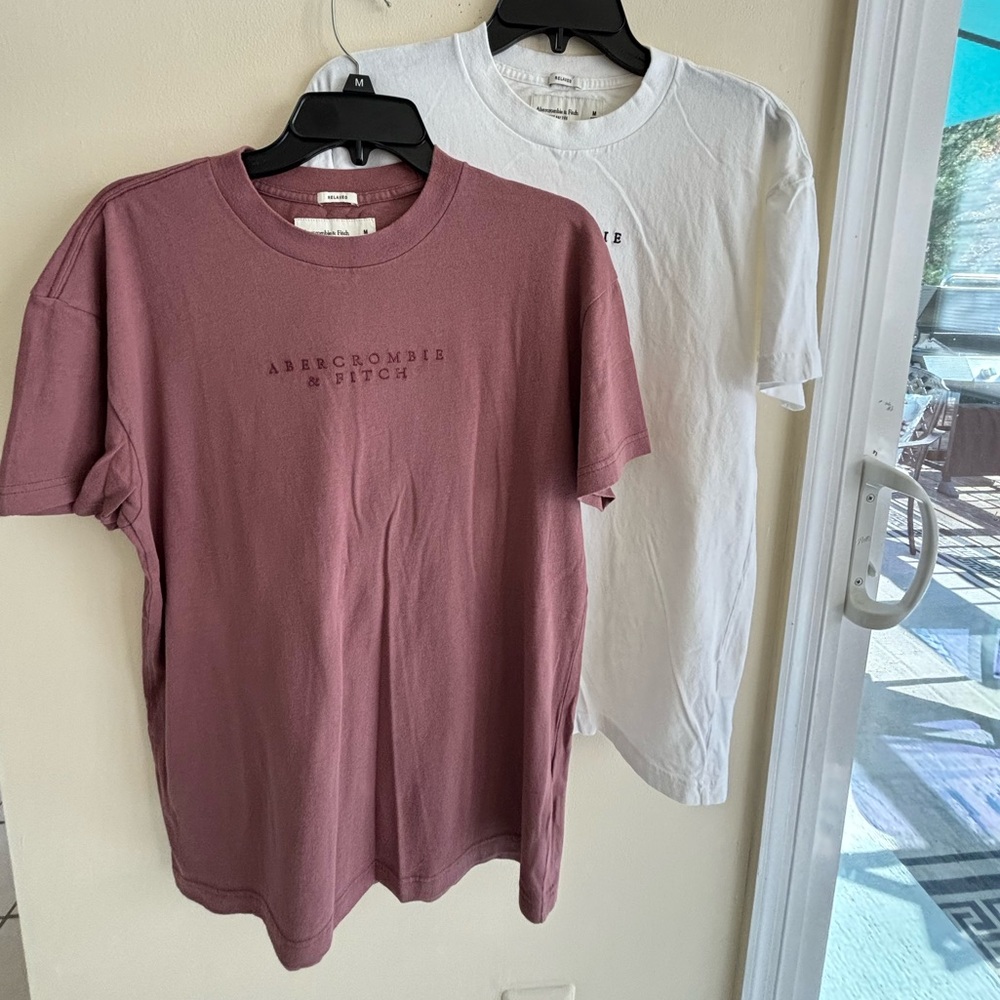 Abercrombie shirt for men bundle of two Size M white & burgundy